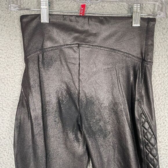SPANX Faux Leather Quilted Leggings Black Size Small - Picture 9 of 12